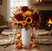Oval Glass vase decorated for Thanksgiving
