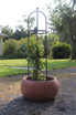 Small Rose Trellis in large Pan Planter Red