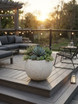 Medium Artemis FIberstone Planter in white finish on deck planted with succulents