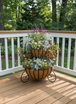 2 Tiered Cascading planter with coco liner planted on deck 2 Tiered Cascading planter with coco liner planted on deck