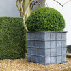 Square Sienna steel planter coated in zinc
