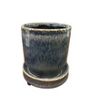 3" Ceramic pot with saucer blue