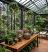 Grouping of fountains in conservatory