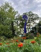 Fiddlehead Glass Finial in Blue Yellow