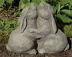 Cuddle Bunnies statue in sandstone gray