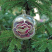Rose on Champagne Ball Blown Glass Ornament
