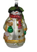 Large blown glass Woodland Snowman Ornament