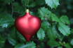 Medium sized glass heart ornament matte red