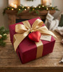 Medium sized glass heart ornament matte red used as memento on present