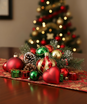 Striped Heart ornament incorporated in Christmas display