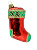 Bright red stocking ornament - blown glass