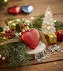 Miniature heart ornament with ribbed texture in tabletop decoration 