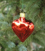 Small Shiny Glass Blown Heart Ornament