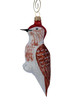 Blown Glass Red Headed Woodpecker Ornament