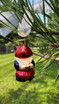 Back side of miniature elf ornament showing elf with golden heart