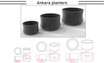 Size detail for Ankara aluminum planters