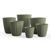 Pleat planter sizes range from 15" diameter to 27"