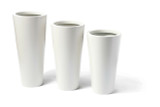 Aluminum Cone Planters shown in white linen