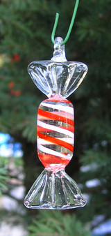 Red & White Swirl Candy Ornament