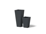 Square Tapered Aluminum planter shown in charcoal grey