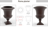 Classic Roman Urn 30" dimensional drawing