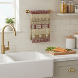 Mason Jar Jacquard Dishtowel hanging in kitchen