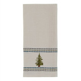 Cotton Dishtowel with Fir Tree Embroidery