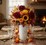 Oval Glass vase decorated for Thanksgiving