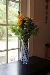Blue & White Bouquet Glass Vase