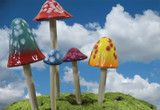 Assorted Set of 5 Ceramic Mushrooms Funtastic Shroomyz