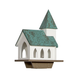 Chapel Bird Feeder side antique patina roof