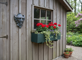 Bronze Greenman Plaque on garden shed