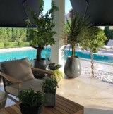 Ash Fiberstone planters poolside
