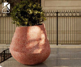 Aja round fiberstone planter in red finish
