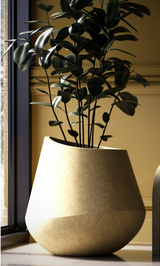 Aja fiberstone planter in creme finish