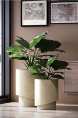 Damu Small and Medium fiberstone planters in creme