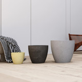 Indra fiberstone planters in yellow, anthracite and grey