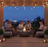 Grey Sphere Fire Pit in use on deck