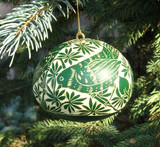 Green Jungle Gourd Ornament with birds