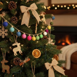 Felt Ball Garland on Rustic Christmas Tree