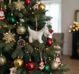 Felt Goat Ornament on Christmas tree