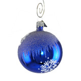 Blue Snowflake 2.5" Blown Glass Ornament