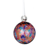 Multicolored handblown glass ball ornament