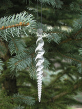 White Icicle Ornament on tree