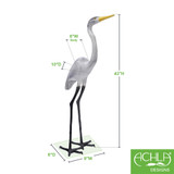 White Egret statue dimensional detail