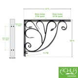 Mailbox Bracket with Leaf design with mounting detail