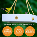 Trailblazin Seed Cake for feeding birds shown in platform feeder