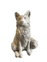 Sitting Fox Statue in Aged Stone finish