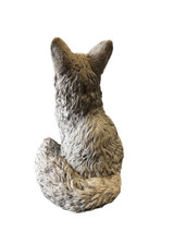Sitting Fox Statue in Aged Stone finish back side