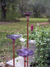 Blown Glass Butterfly Feeder Purple grouping of 3